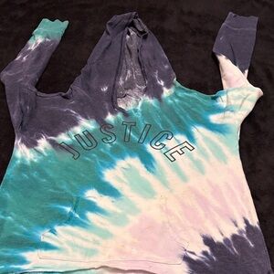 Justice Blue and White Tie-Dye Hoodie